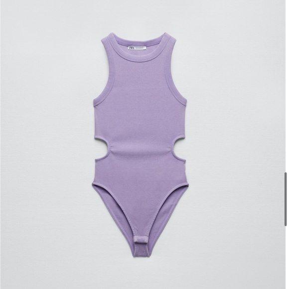 Zara Cutout rib bodysuit. Size S. Lilac. 0962/334 - Picture 1 of 5